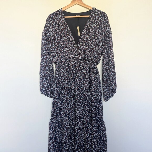 NWT! Madewell Tie-Waist Midi Dress in Floral Harvest Vine - Size Large - Picture 4 of 9